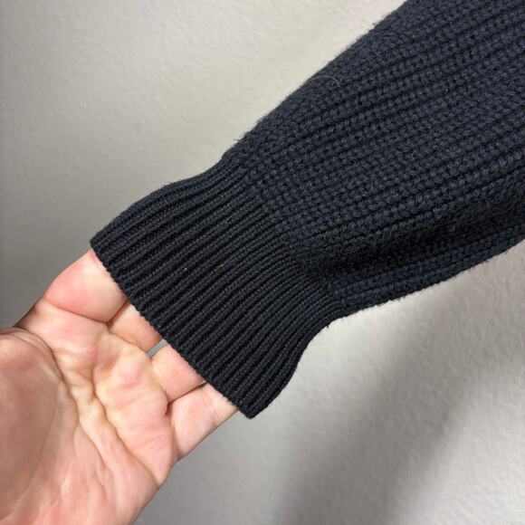 Modern Citizen Small Hiwa Tie Front Sweater Black Cotton Wool Crop Turtleneck - Picture 5 of 10